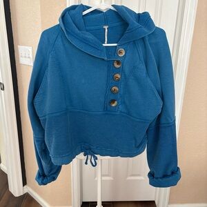 Free People Blue Cowl Neck Sweater